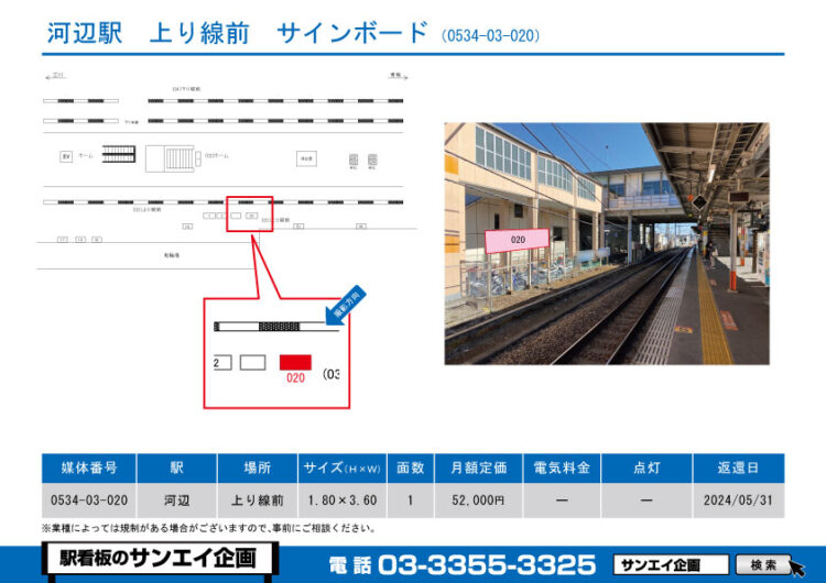 河辺駅　看板　03-020